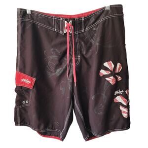 Billabong Men's Black Red Board Shorts Size 40